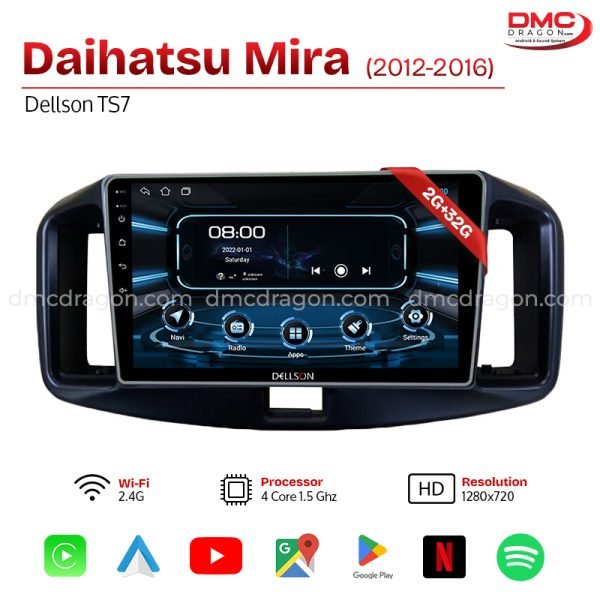 Daihatsu Mira 2012-2016 Dellson TS7 Android Car LCD Panel 2GB+32GB — 9in Screen