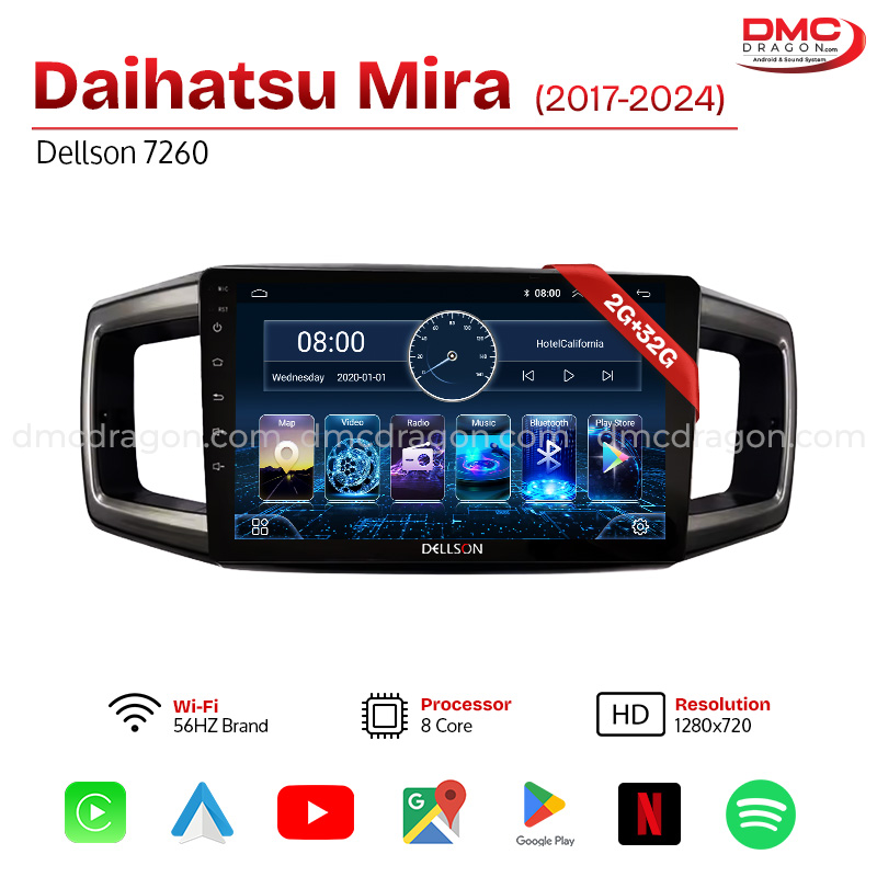 Daihatsu Mira 2017-2024 Dellson 7260 Android Car LCD Panel 2GB+