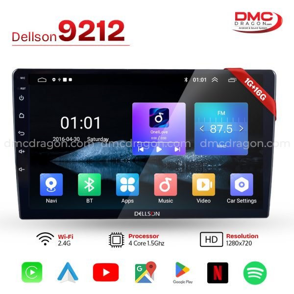 Dellson 9212 Android Car LCD Panel & Head Unit 1GB+16GB 9in Screen