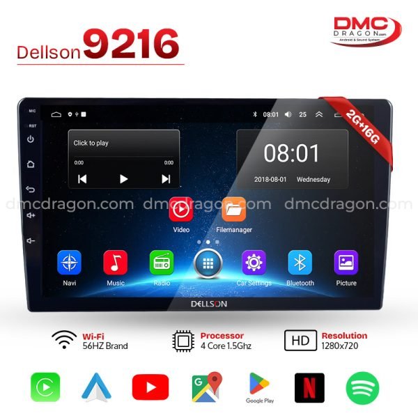 Dellson 9216 Android Car LCD Panel & Head Unit 2GB+16GB