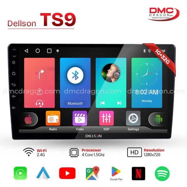 Dellson TS9 Android Car LCD Panel & Head Unit 1GB+32GB 10 Inch