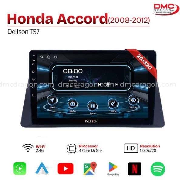 Honda Accord 2008-2013 Dellson TS7 Android Car LCD Panel 2GB+32GB — 10in Screen