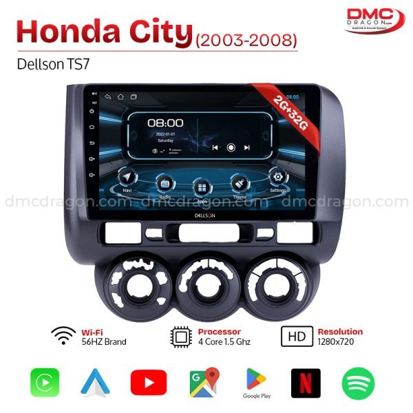 Honda City 2003-09 Dellson TS7 Android Car LCD Panel 2GB+32GB