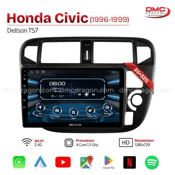 Honda Civic 1996-2000 Dellson TS7 Android Car LCD Panel 2GB+32GB