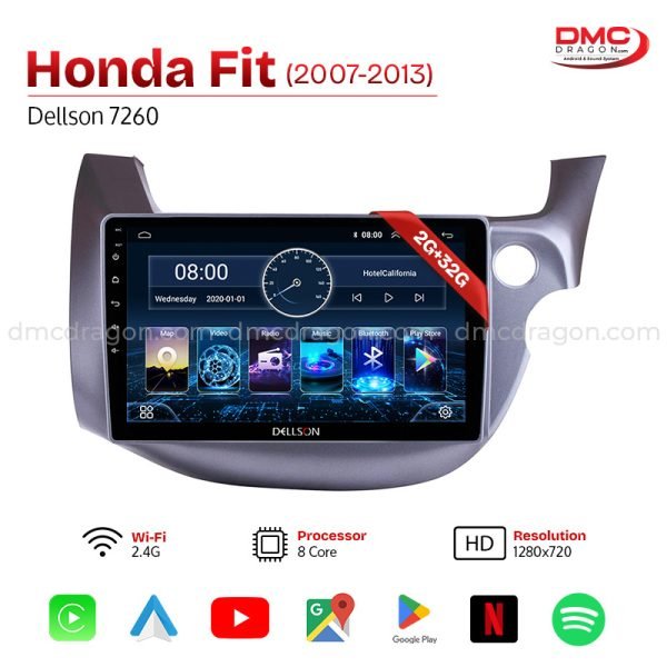 Honda Fit 2007-13 Dellson 7260 Android Car LCD Panel 2GB+32GB —10in Screen