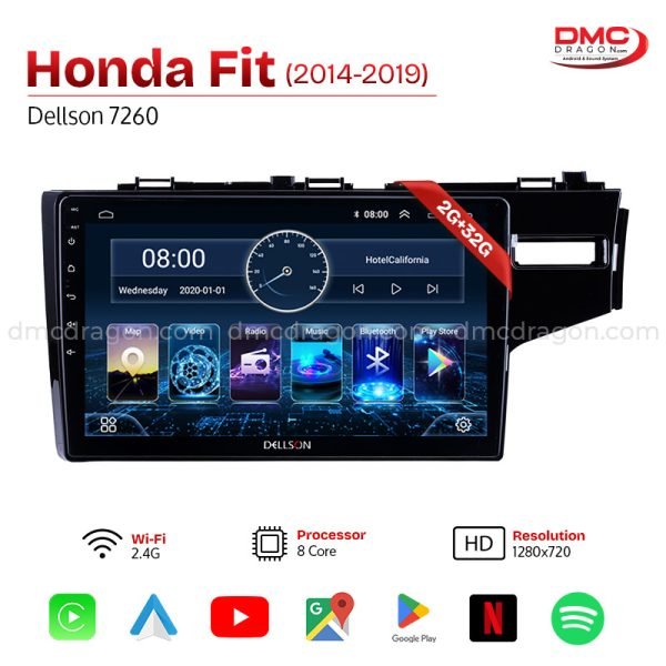 Honda Fit 2014-2019 Dellson 7260 Android Car LCD Panel 2GB+32GB —9in Screen