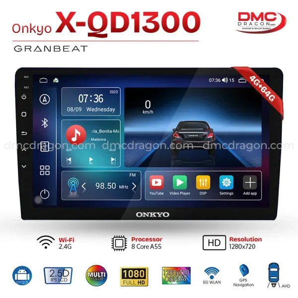 Onkyo X-QD 1300 Android Car LCD Panel CarPlay 4GB+64GB