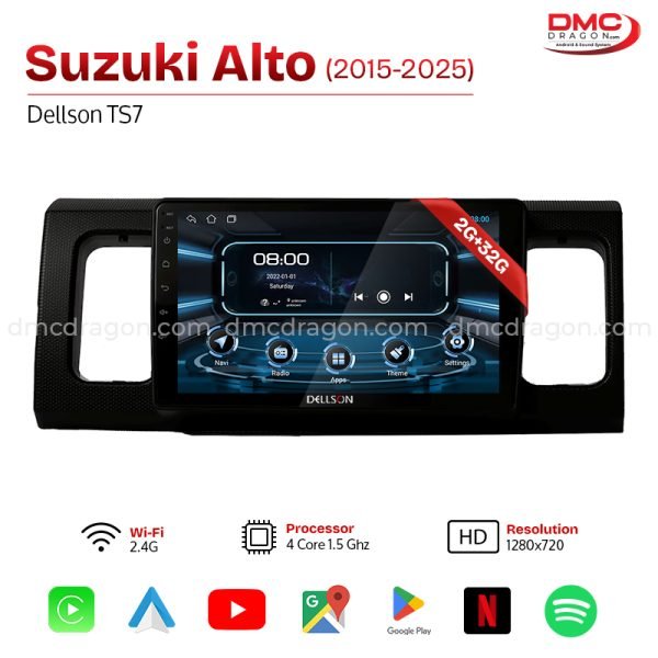 Suzuki Alto 2015-2025 Black Dellson TS7 Android Car LCD Panel 2GB+32GB