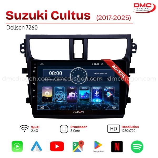 Suzuki Cultus 2017-2025 Dellson 7260 Android Car LCD Panel 2GB+32GB