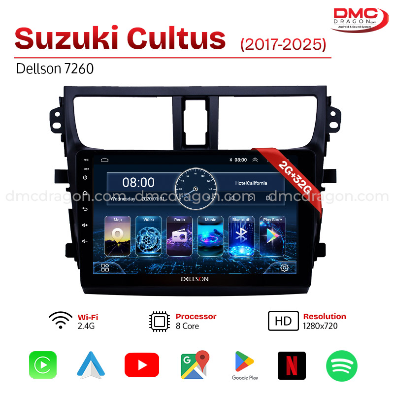 Suzuki Cultus 2017-2025 Dellson 7260 Android Car LCD Panel 2GB+32GB ...