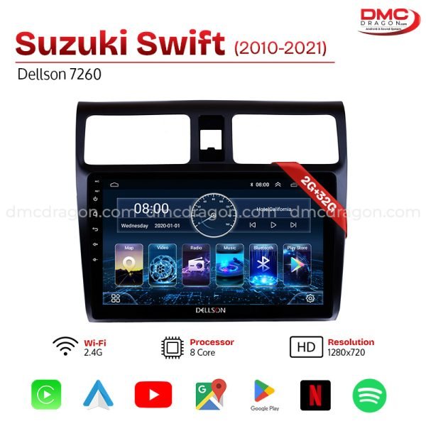 Suzuki Swift 2010-2021 Dellson 7260 Android Car LCD Panel 2GB+32GB