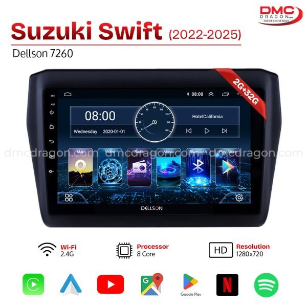 Suzuki Swift 2022-2025 Dellson 7260 Android Car LCD Panel 2GB+32GB