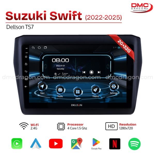 Suzuki Swift 2022-25 Dellson TS7 Android Car LCD Panel 2GB+32GB
