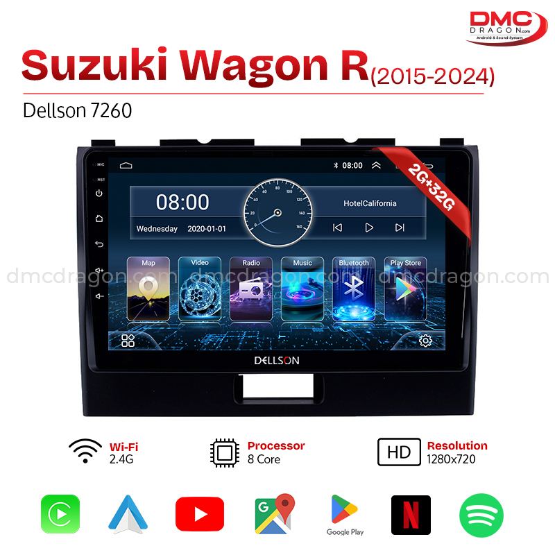 Wagon R Android Panel Suzuki Wagon R 2015-2024 Dellson 7260 Android Car LCD Panel 2GB+32GB ...