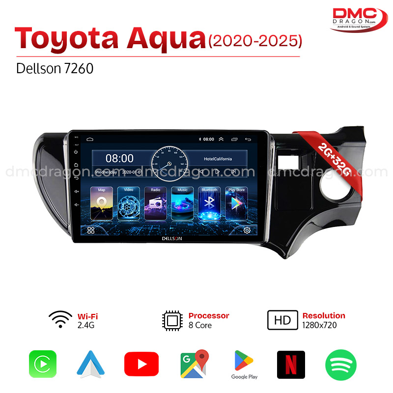 カーナビ Toyota Aqua Toyota Aqua 2020-2025 Dellson 7260 Android Car LCD Panel 2GB+32GB
