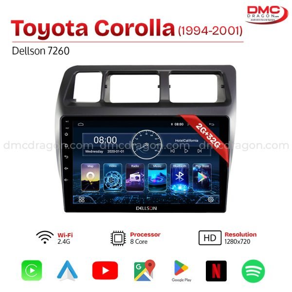 Toyota Corolla Indus 1994-2001 Dellson 7260 Android Car LCD Panel 2GB+32GB
