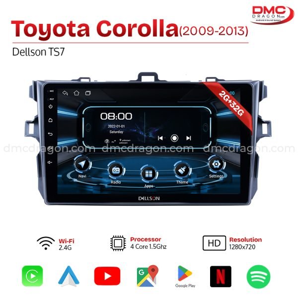 Toyota Corolla 2009-2013 Dellson TS7 Android Car LCD Panel 2GB+32GB