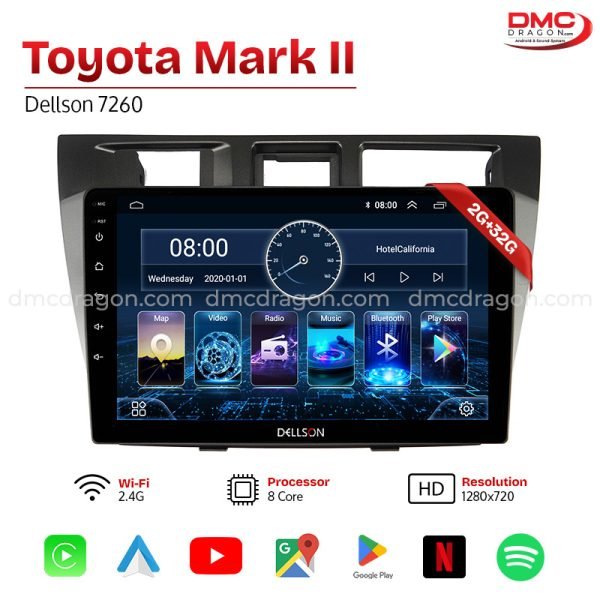 Toyota Mark II Dellson 7260 Android Car LCD Panel 2GB+32GB