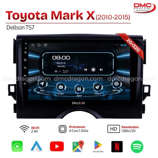 Toyota Mark X 2010-2015 Dellson TS7 Android Car LCD Panel 2GB+32GB