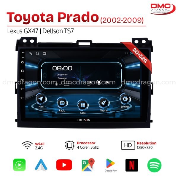 Toyota Prado 2002-2009 Dellson TS7 Android Car LCD Panel 2GB+32GB