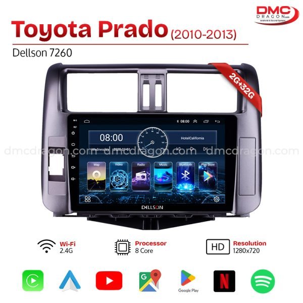 Toyota Prado 2010-2013 Dellson 7260 Android Car LCD Panel 2GB+32GB