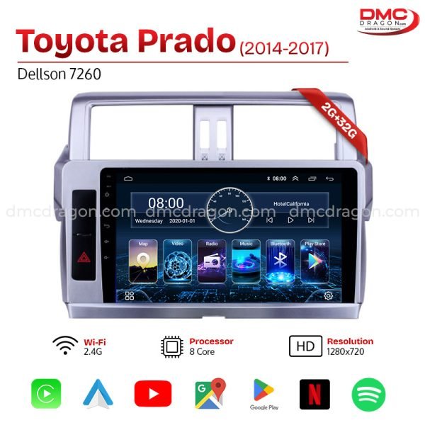 Toyota Prado 2014-2017 Dellson 7260 Android Car LCD Panel 2GB+32GB