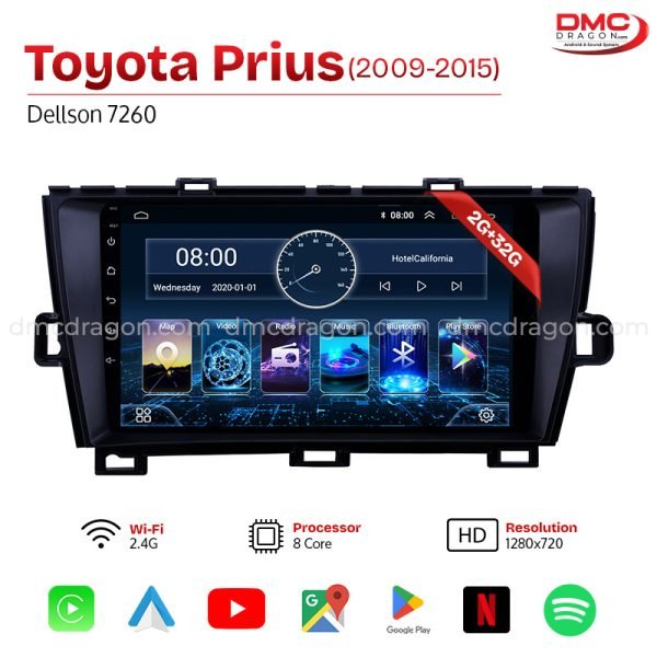 Toyota Prius 2009-2015 Dellson 7260 Android Car LCD Panel 2GB+32GB
