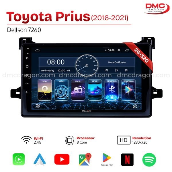 Toyota Prius 2016-2021 Dellson 7260 Android Car LCD Panel 2GB+32GB