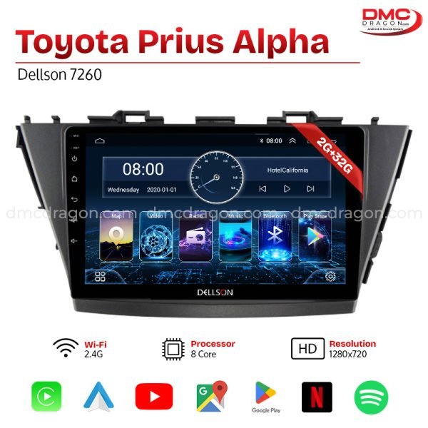 Toyota Prius Alpha Dellson 7260 Android Car LCD Panel 2GB+32GB