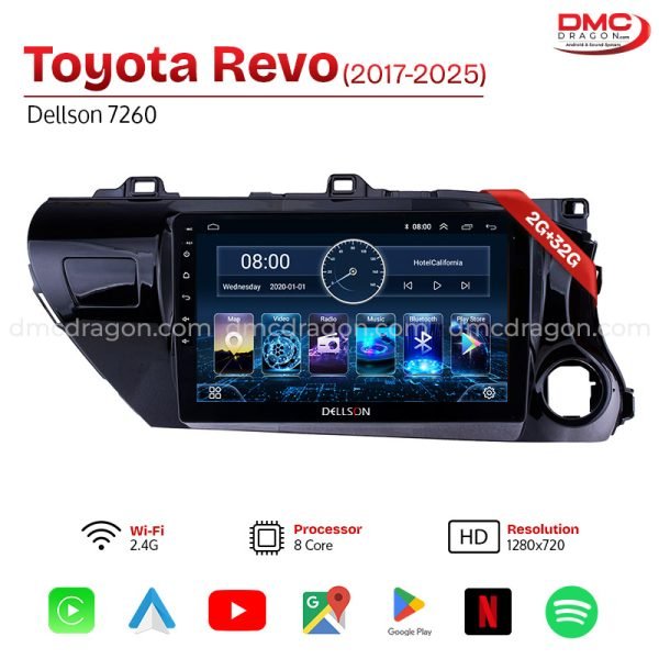 Toyota Revo 2017-2025 Dellson 7260 Android Car LCD Panel 2GB+32GB