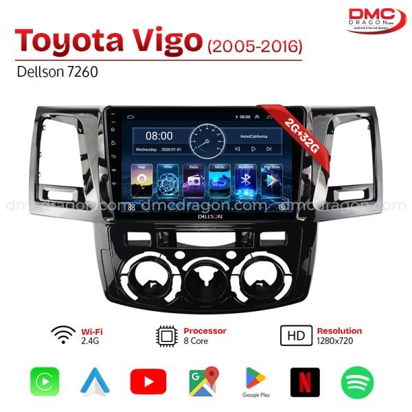 Toyota Vigo 2005-2016 Dellson 7260 Android Car LCD Panel 2GB+32GB