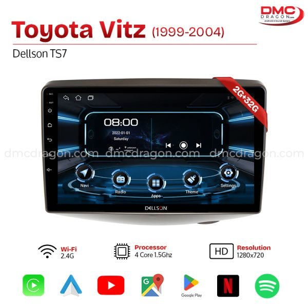 Toyota Vitz 1999-2004 Dellson TS7 Android Car LCD Panel 2GB+32GB