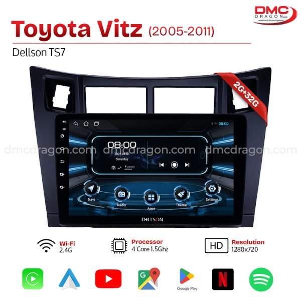 Toyota Vitz 2005-2011 Dellson TS7 Android Car LCD Panel 2GB+32GB