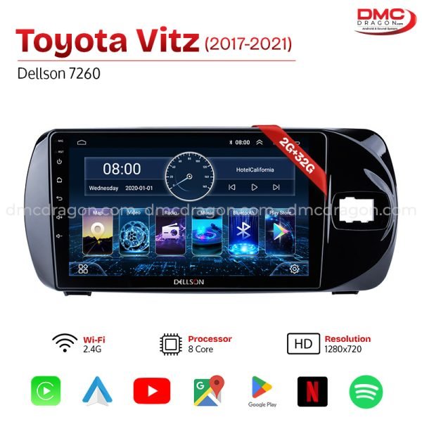 Toyota Vitz 2017-2021 Dellson 7260 Android Car LCD Panel 2GB+32GB