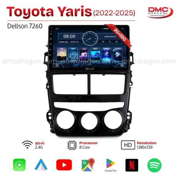 Toyota Yaris 2022-2025 Dellson 7260 Android Car LCD Panel 2GB+32GB