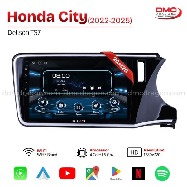 Honda City 2022-2025 Dellson TS7 Android Car LCD Panel 2GB+32GB