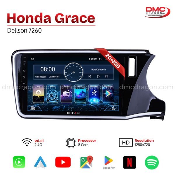 Honda Grace/City 2022-2025 Dellson 7260 Android Car LCD Panel 2GB+32GB — 10in Screen