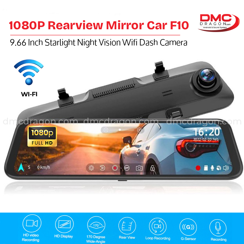 1080P Rearview Mirror Car 9.66 Inch Starlight Night Vision Dash