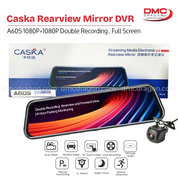 Caska A60S Mirror DVR Camera 1080P+1080P Rearview and Forwardview