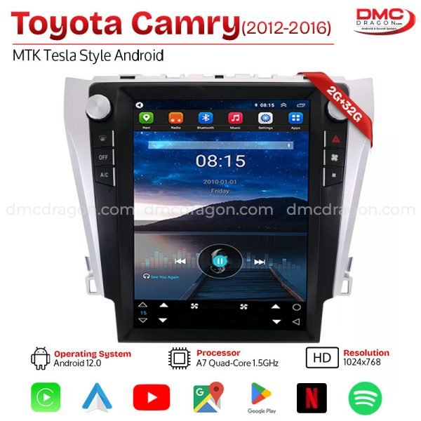 Toyota Camry 2012-2016 MTK Tesla Style Android Car LCD Panel 1GB+16GB