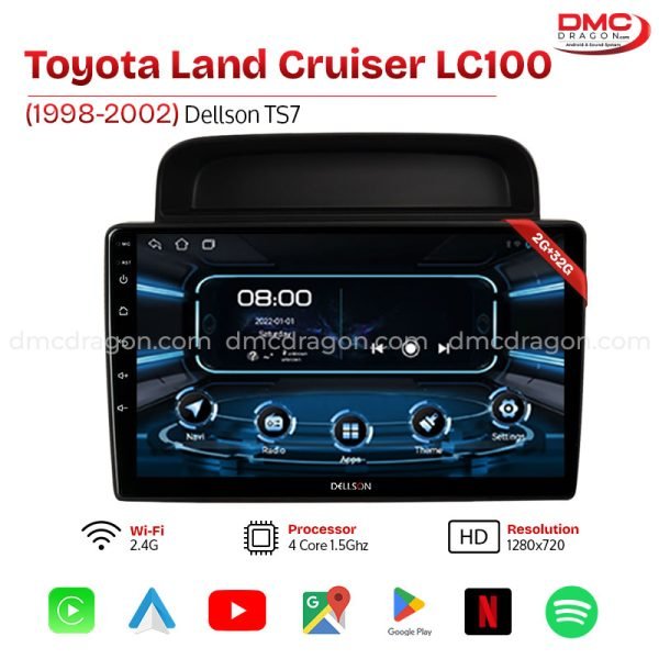 Toyota Land Cruiser LC100 1998-2002 High Dellson TS7 Android Car LCD Panel 2GB+32GB