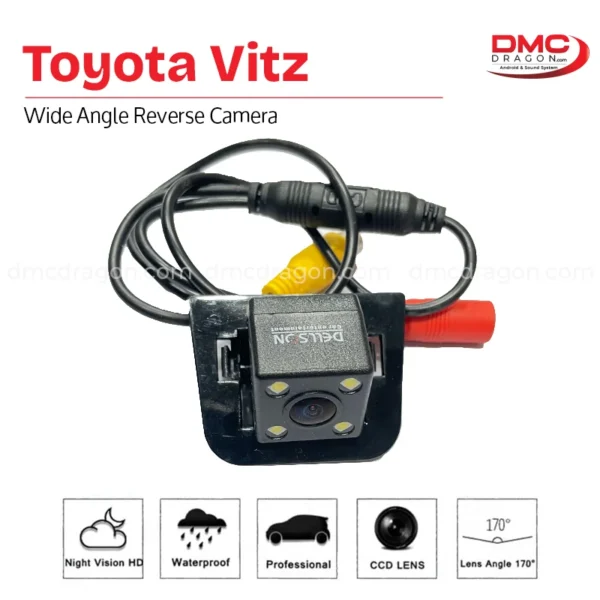 Toyota Vitz 2015 Reverse Camera Dellson 170° HD Wide Angle Rear View
