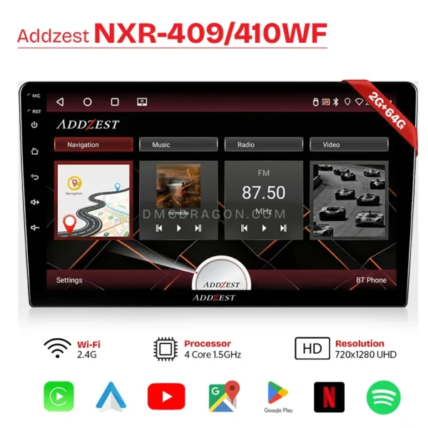 Addzest NXR-409/410WF Android CarPlay LCD Panel & Carplay 2GB+64GB Fits in all Cars