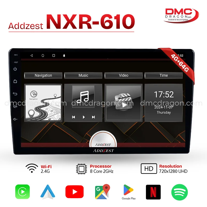 4G+64GB 360カメラAndroidナビ Addzest NXR-609/610WF With 360° Camera Android Car LCD Panel 4GB+