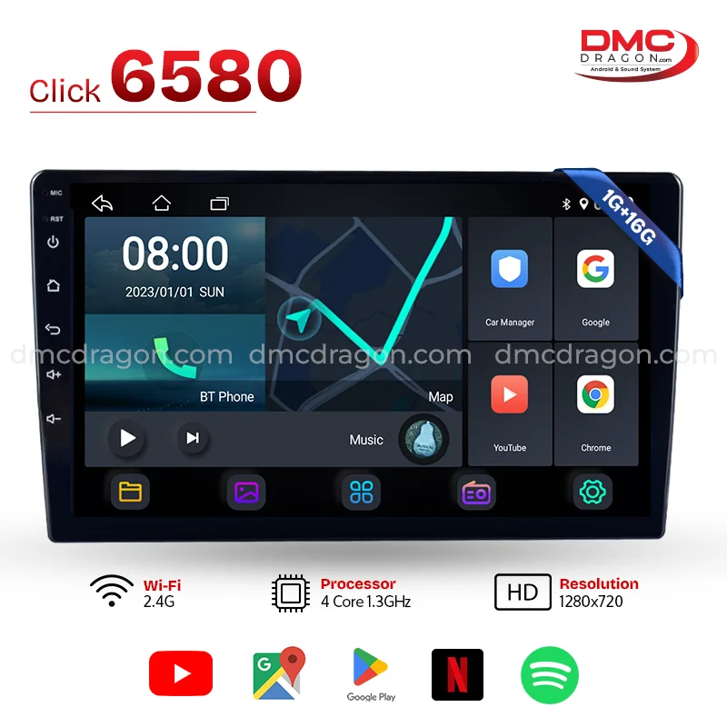 Click 6580 Android Car LCD Panel & Head Unit 1GB+16GB | DMC Dragon