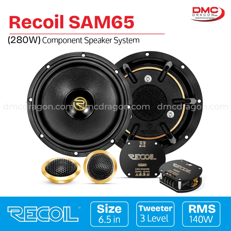 Recoil Rmm65 Recoil SAM65 Premium Level One Series Car Component Speaker RMS 140W ...