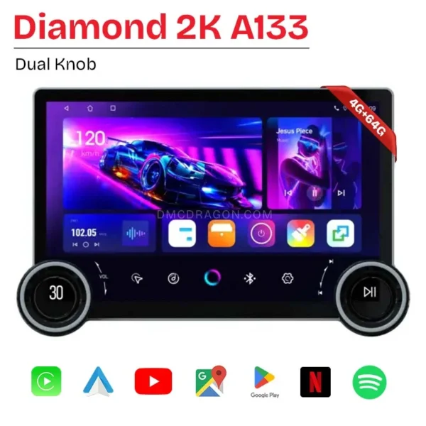 Diamond 2K A133 Dual Knobs 11.8 inch Screen Android Auto Apple CarPlay 4GB+64GB