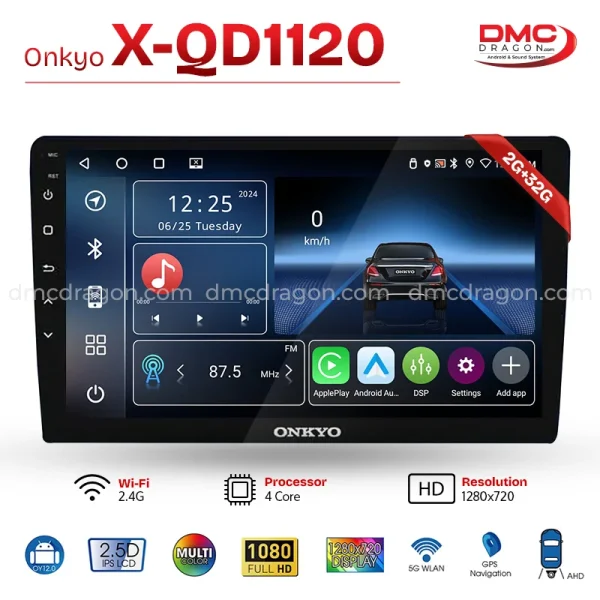 Onkyo X-QD 1120 Android Car LCD Panel CarPlay 10 in 2GB+32GB
