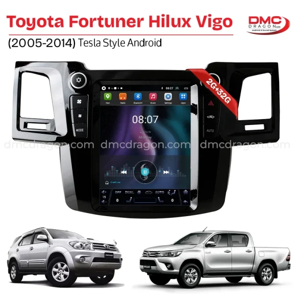 Toyota Fortuner Hilux Vigo 2005-2014 Tesla 12.1 in Screen Android 2GB+32GB