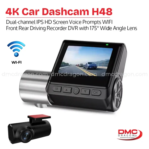 H48 4K Ultra HD Car Dashcam DVR Dual-Channel Driving Recorder WiFi